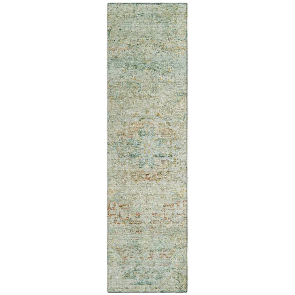 LOOMLAN Rugs Rosantha Green Washable Indoor-Outdoor Rug