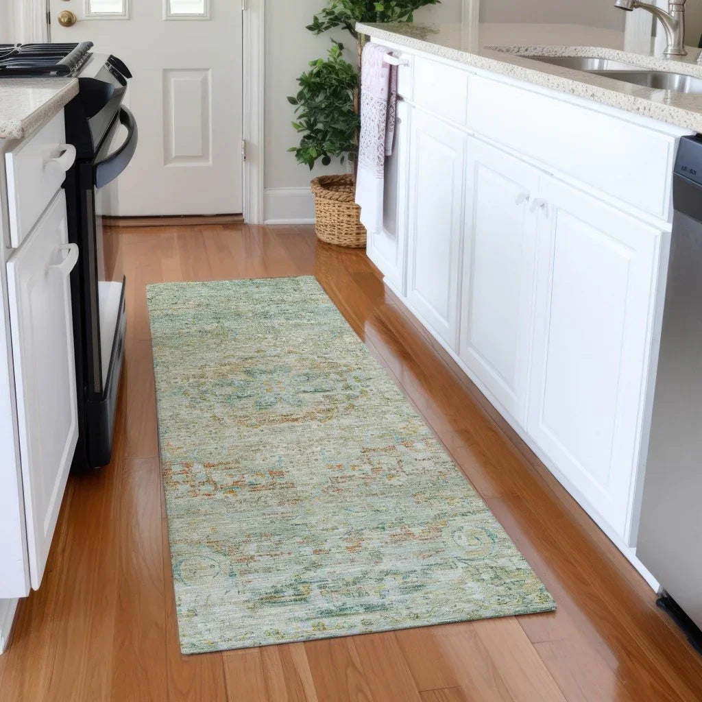LOOMLAN Rugs Rosantha Green Washable Indoor-Outdoor Rug