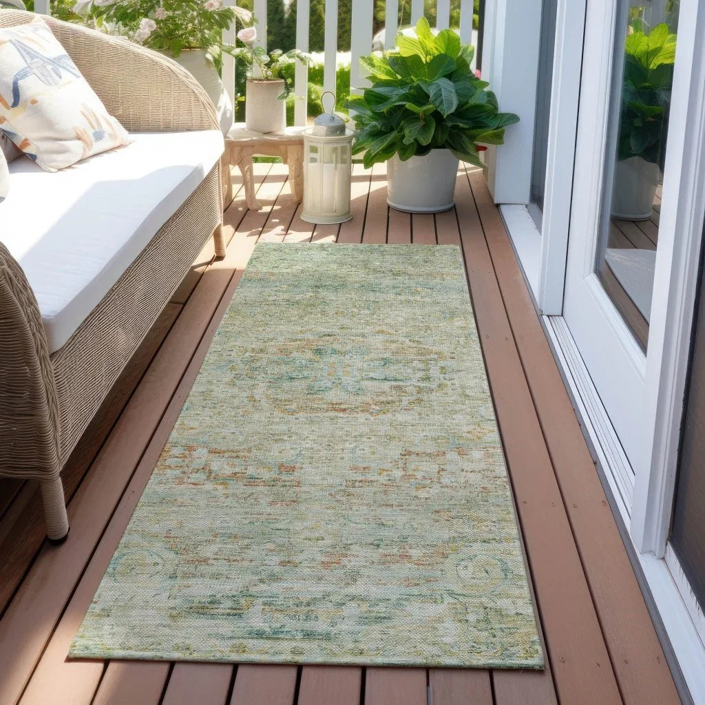 LOOMLAN Rugs Rosantha Green Washable Indoor-Outdoor Rug