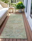 LOOMLAN Rugs Rosantha Green Washable Indoor-Outdoor Rug