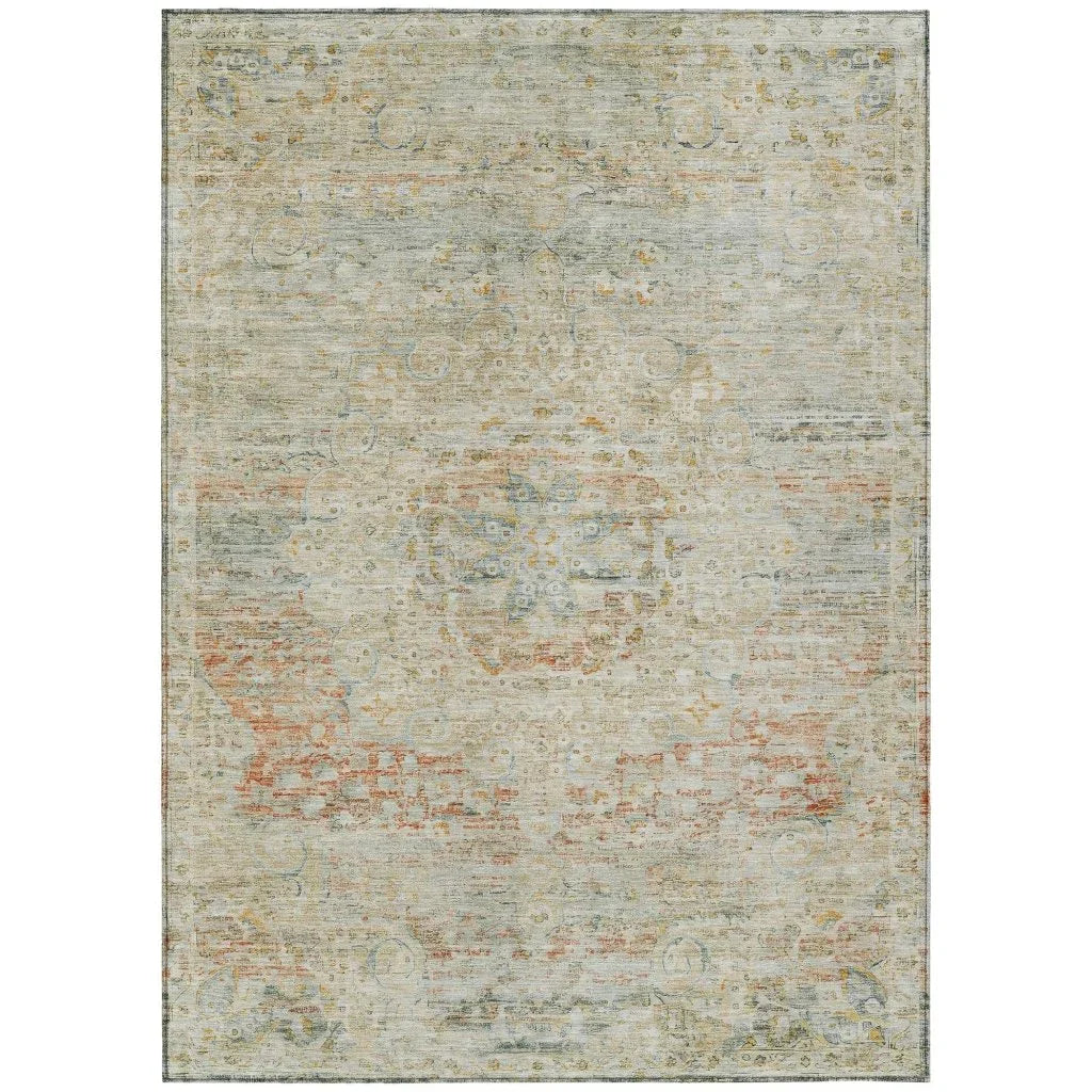LOOMLAN Rugs Rosantha Tan Washable Indoor-Outdoor Rug