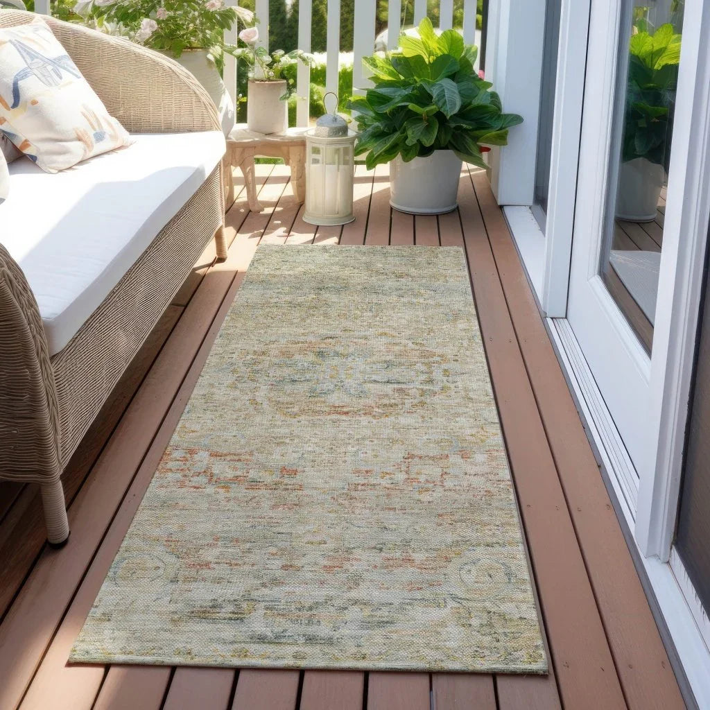 LOOMLAN Rugs Rosantha Tan Washable Indoor-Outdoor Rug