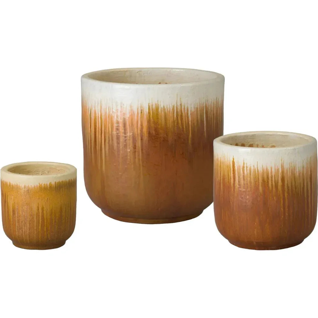 Emissary Round Amber Ceramic Planter