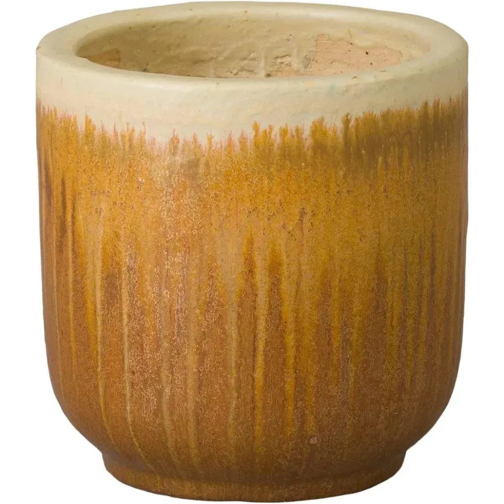 Emissary Round Amber Ceramic Planter