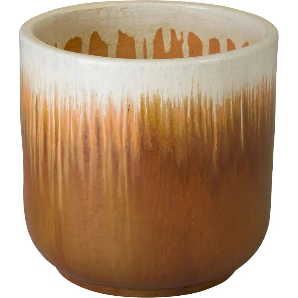 Emissary Round Amber Ceramic Planter