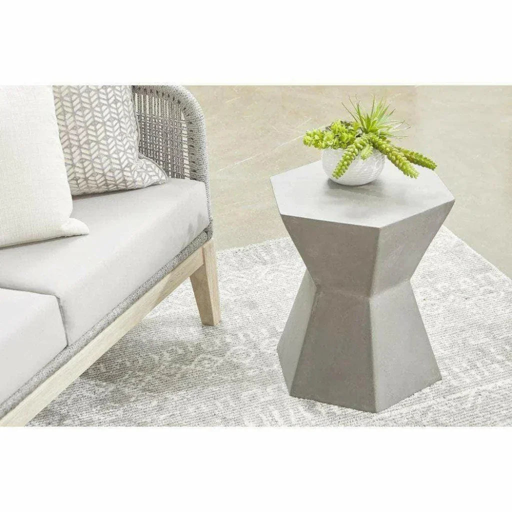 Essentials For Living Round Bento Accent Table Slate Gray Concrete