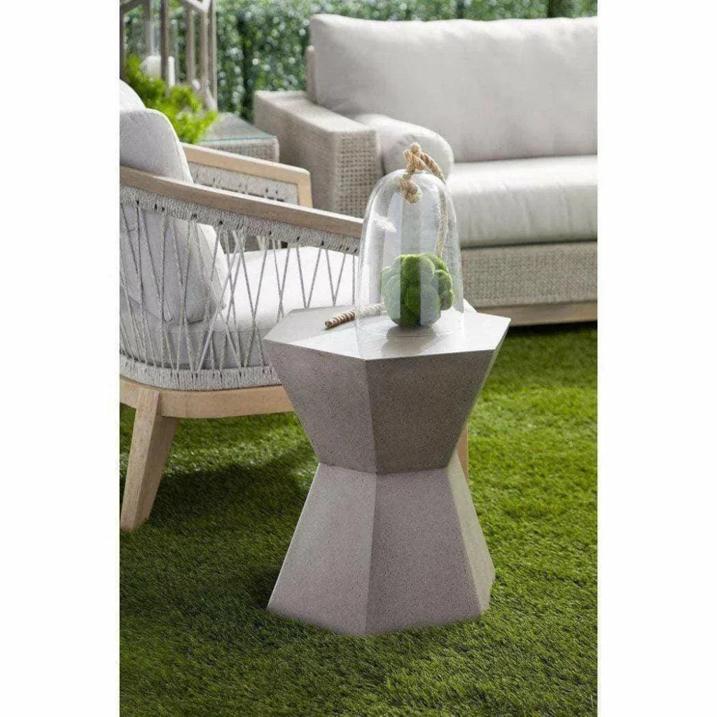 Essentials For Living Round Bento Accent Table Slate Gray Concrete