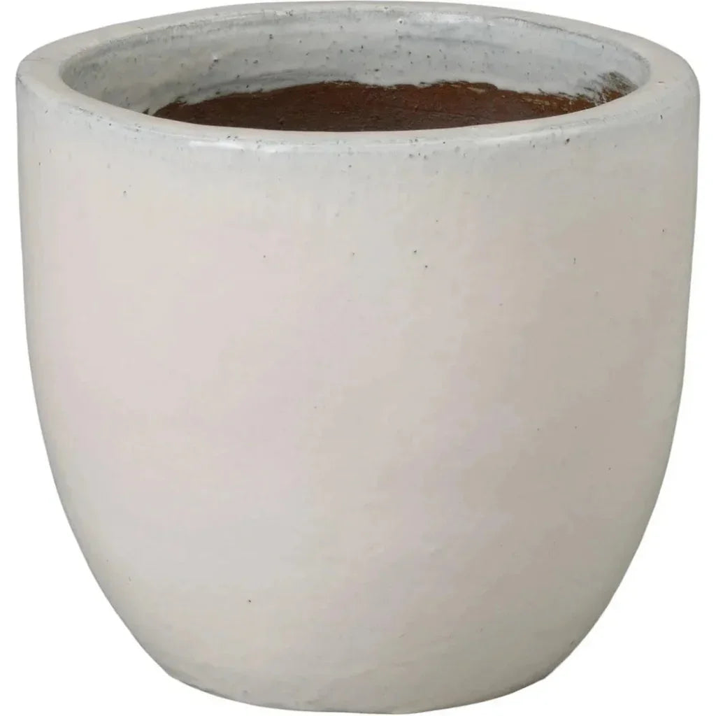 Emissary Round Distressed White Ceramic Planter