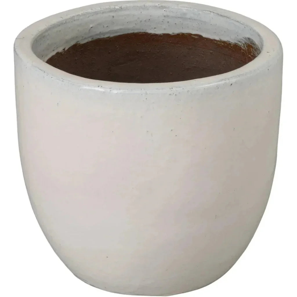 Emissary Round Distressed White Ceramic Planter