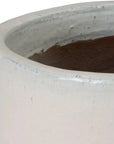Emissary Round Distressed White Ceramic Planter