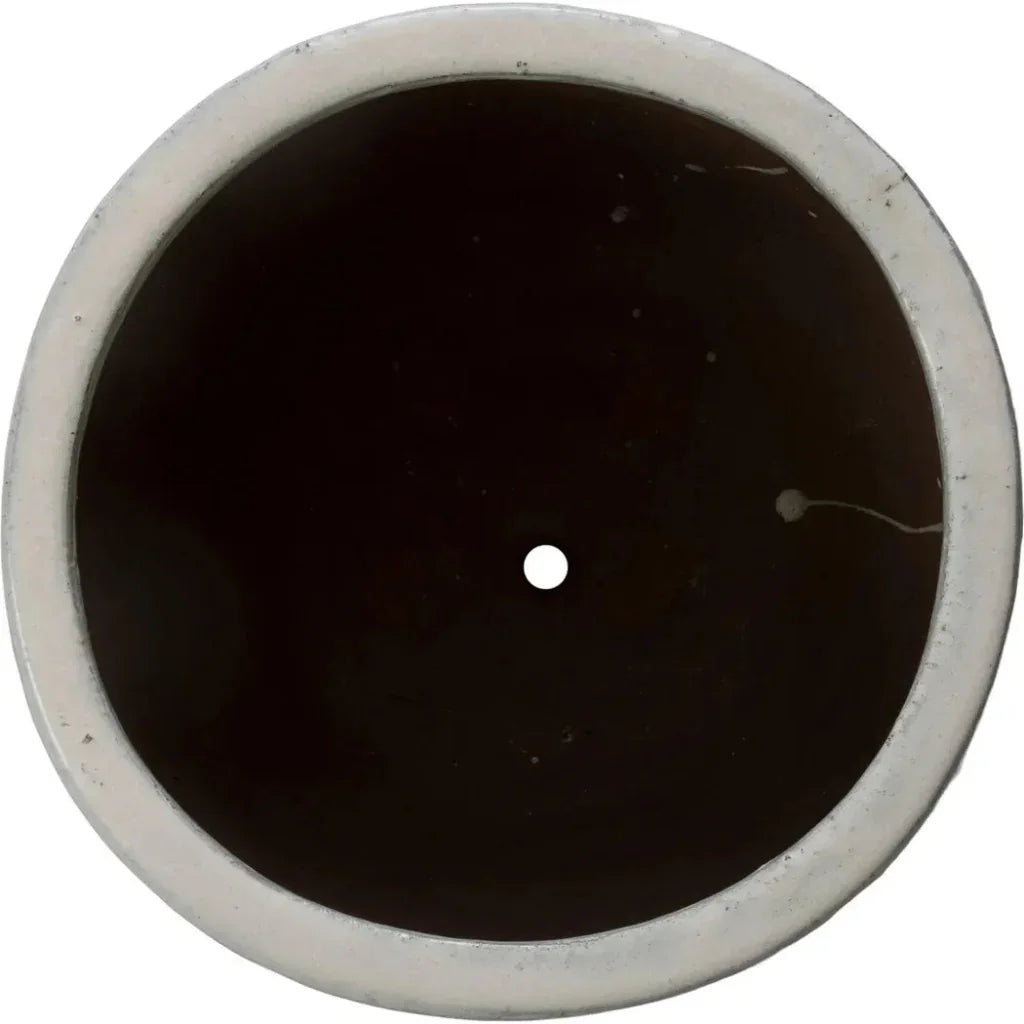 Emissary Round Distressed White Ceramic Planter