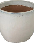 Emissary Round Distressed White Ceramic Planter