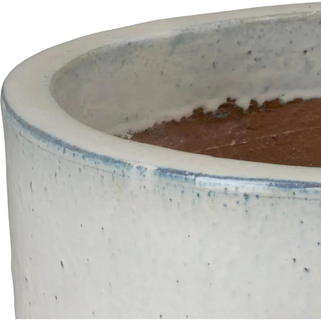 Emissary Round Distressed White Ceramic Planter