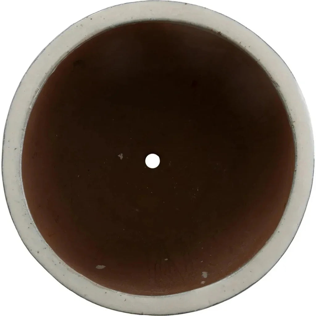 Emissary Round Distressed White Ceramic Planter