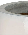 Emissary Round Distressed White Ceramic Planter