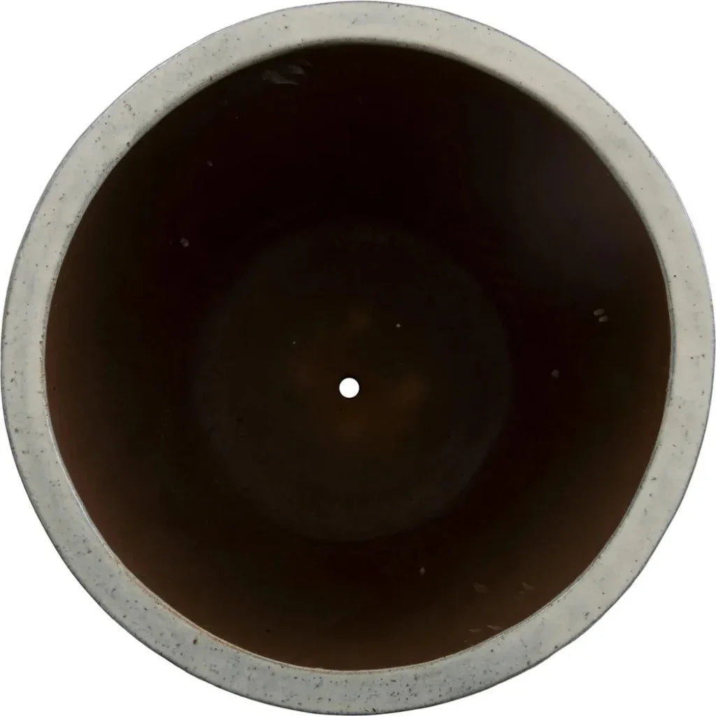 Emissary Round Distressed White Ceramic Planter