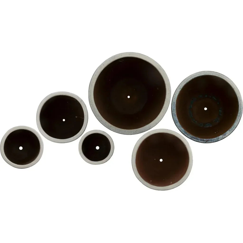 Emissary Round Distressed White Ceramic Planter