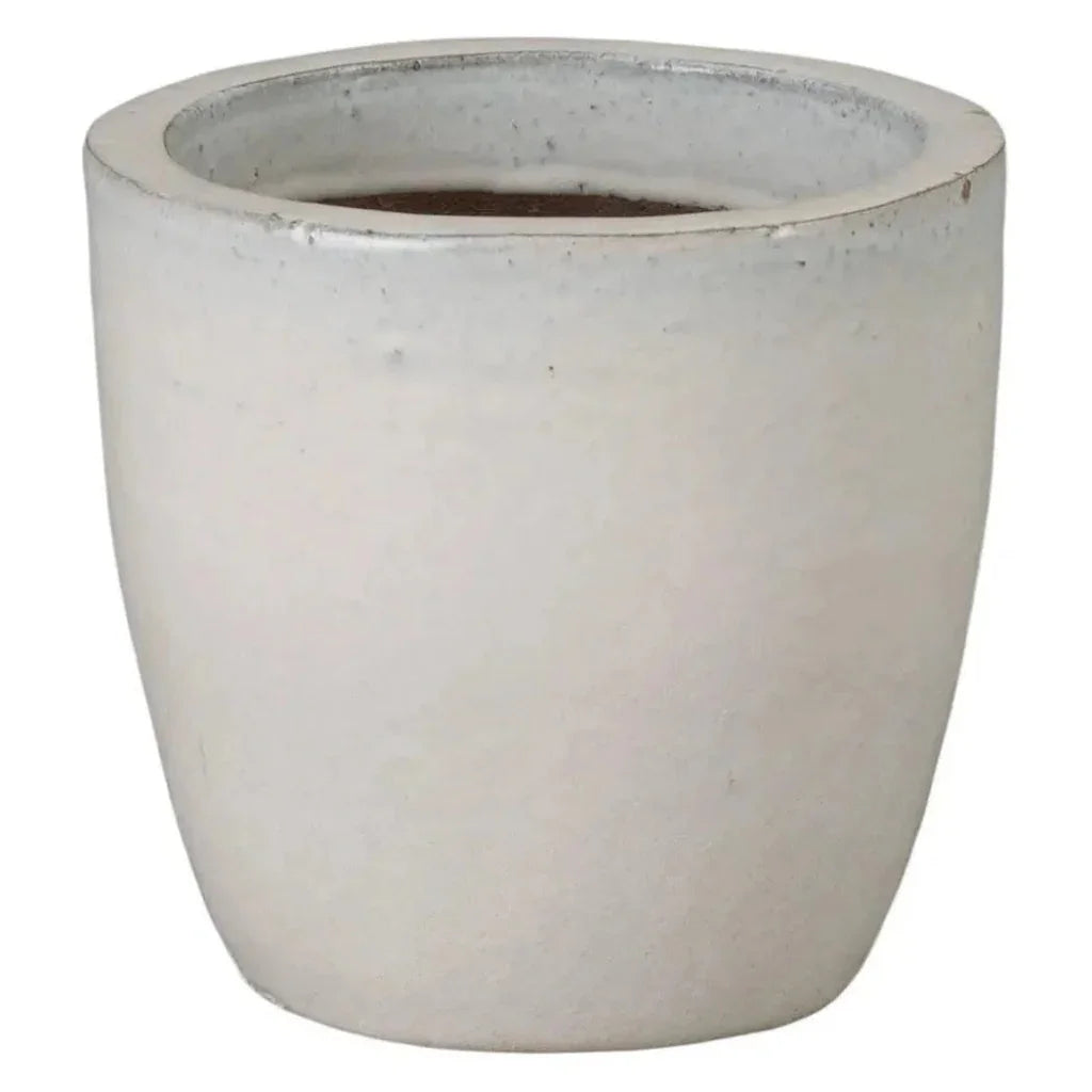 Emissary Round Distressed White Ceramic Planter