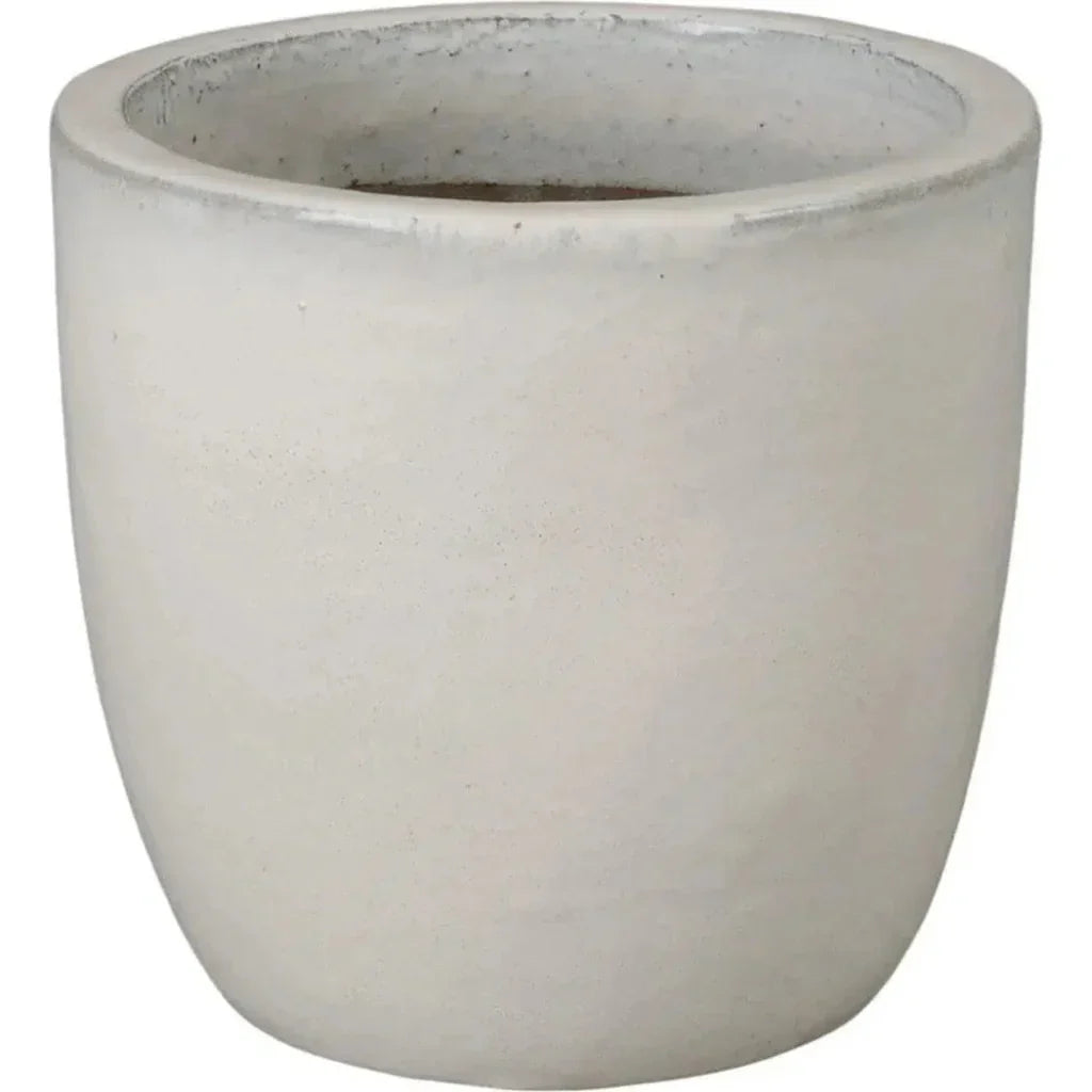 Emissary Round Distressed White Ceramic Planter