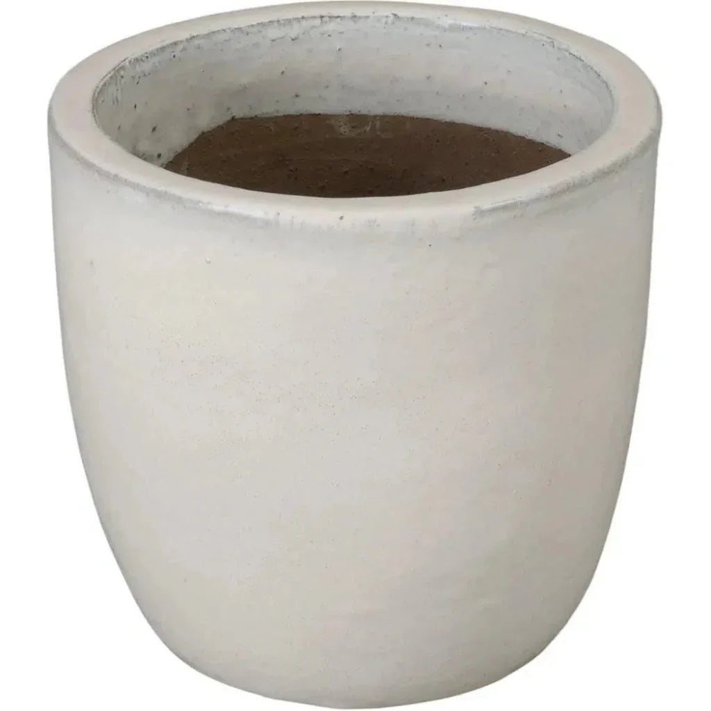 Emissary Round Distressed White Ceramic Planter
