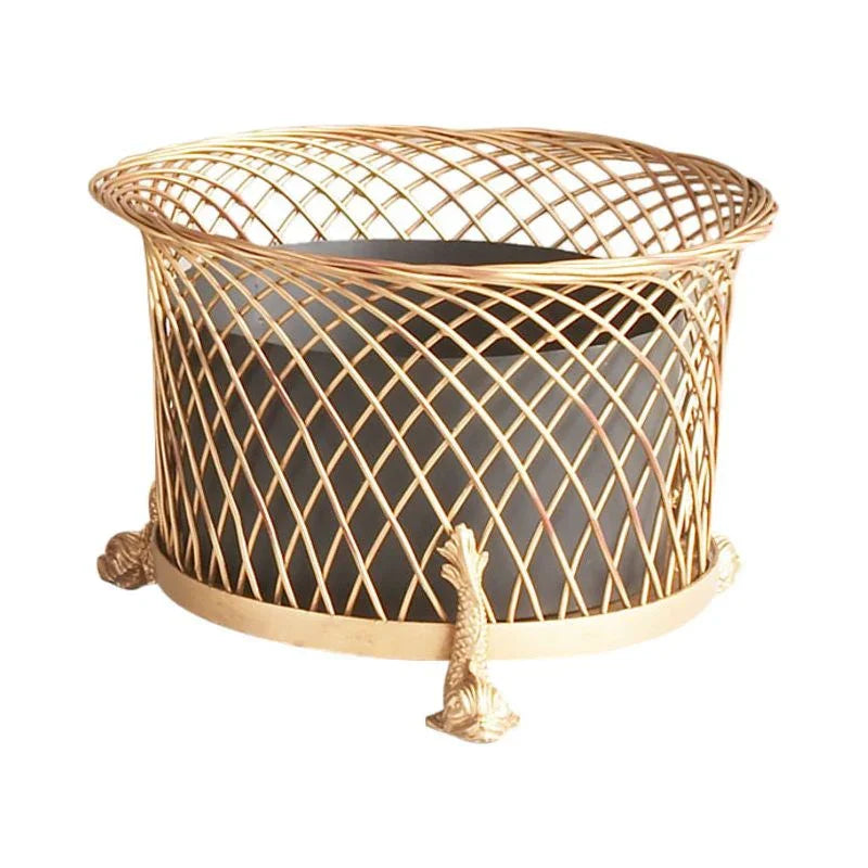 Chelsea House Round Dolphin Gold Wirework Planter
