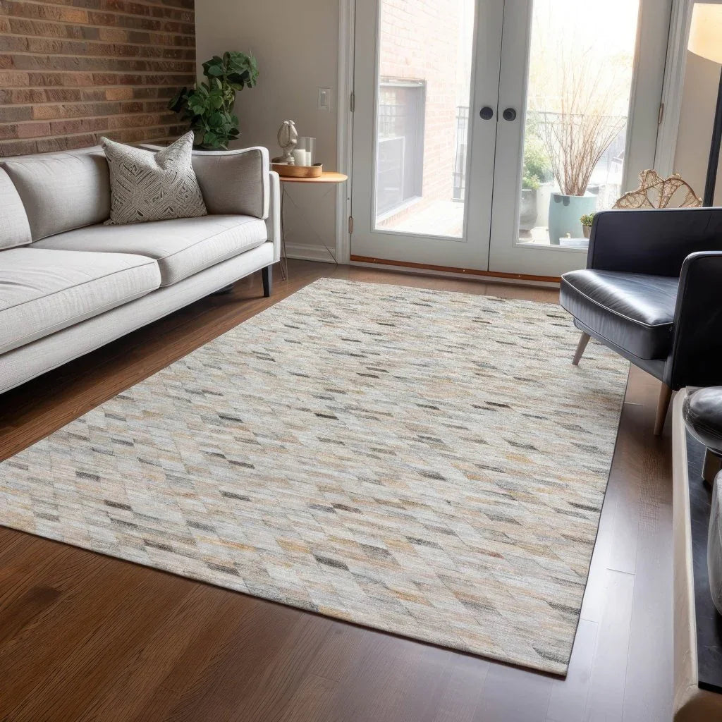 LOOMLAN Rugs Ruzenth Ivory Washable Indoor-Outdoor Rug