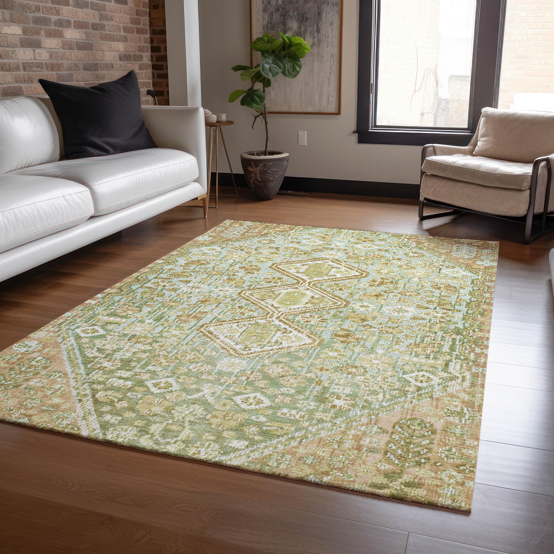 Addison Rugs Saelain Green Washable Indoor-Outdoor Rug