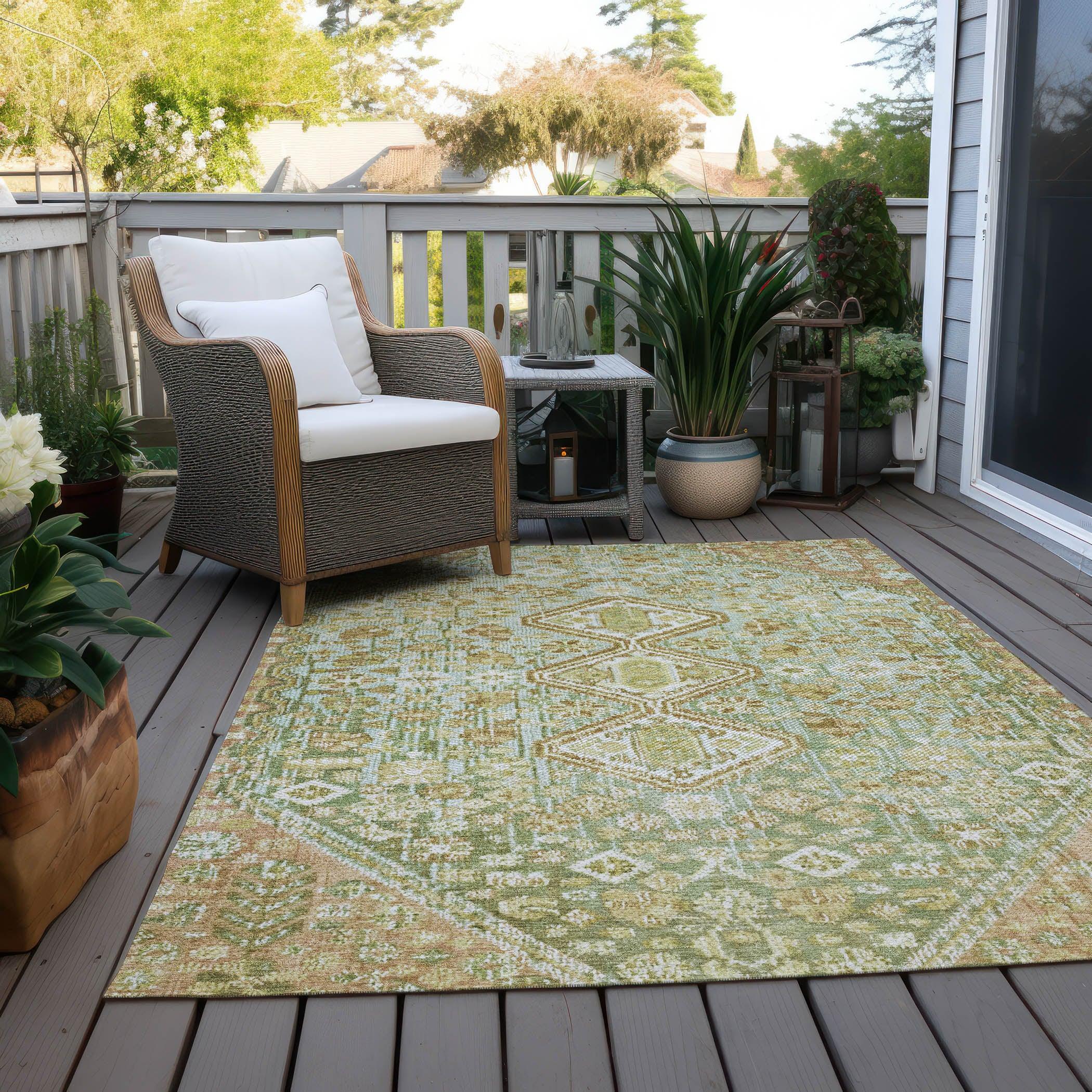 Addison Rugs Saelain Green Washable Indoor-Outdoor Rug
