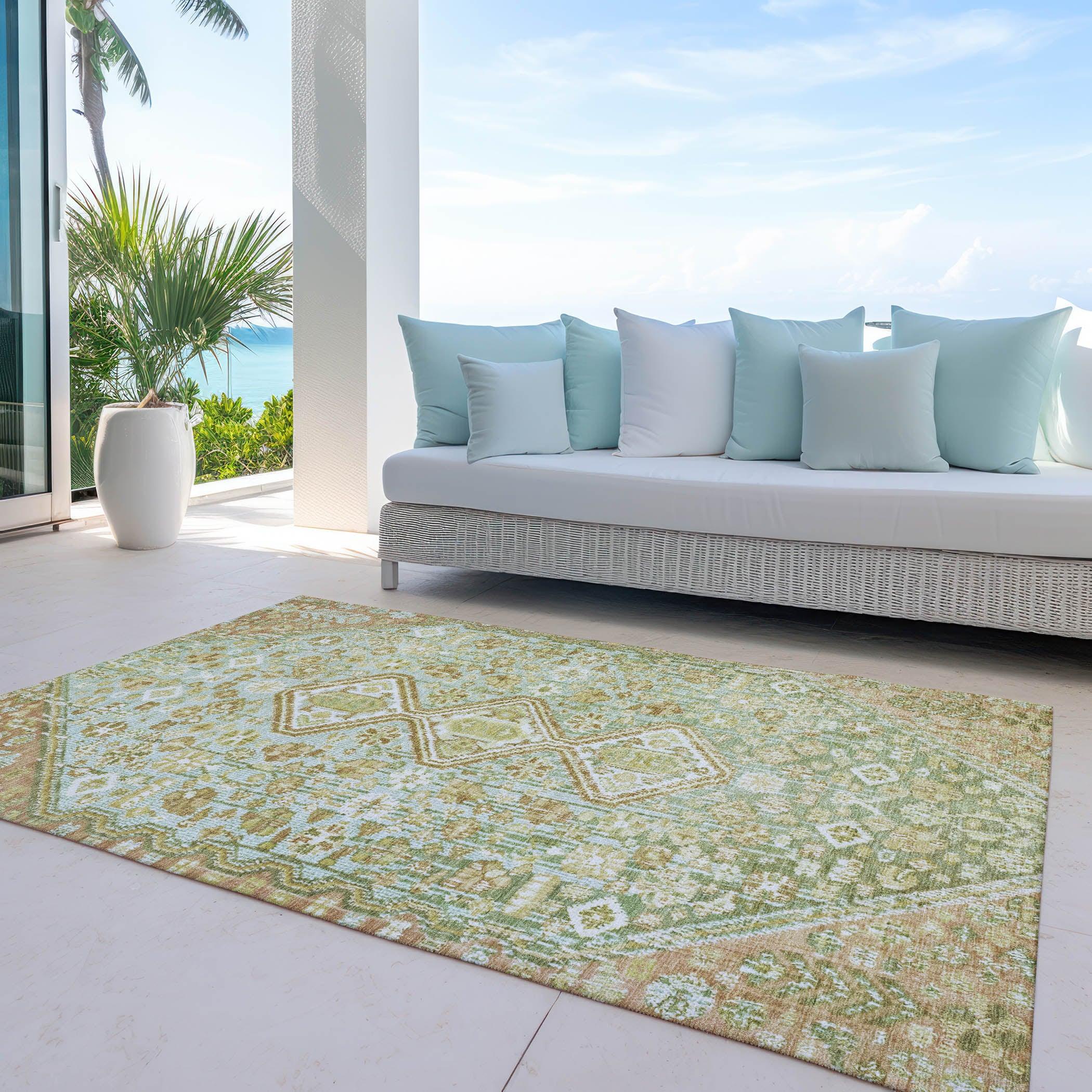 Addison Rugs Saelain Green Washable Indoor-Outdoor Rug