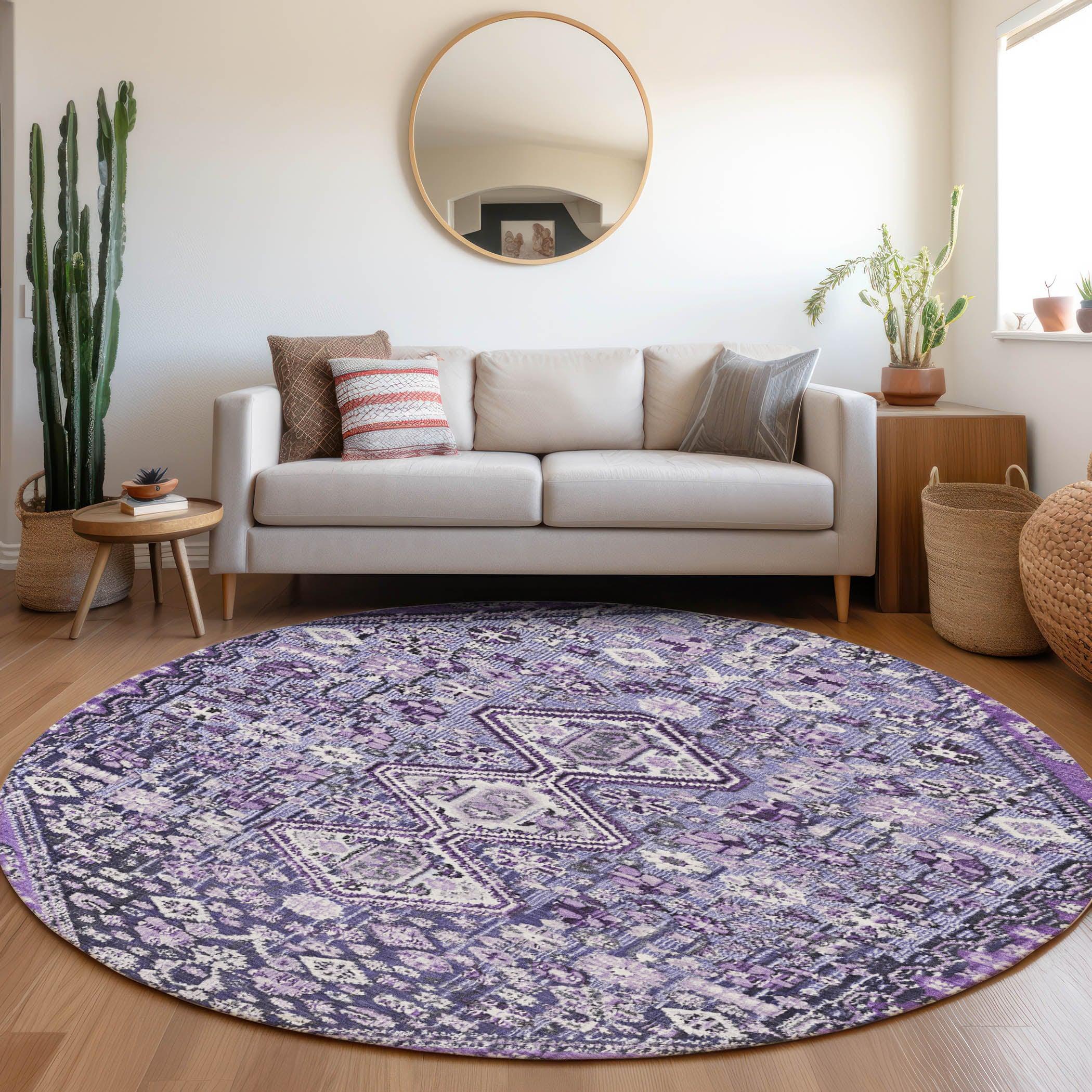 Addison Rugs Saelain Purple Washable Indoor-Outdoor Rug