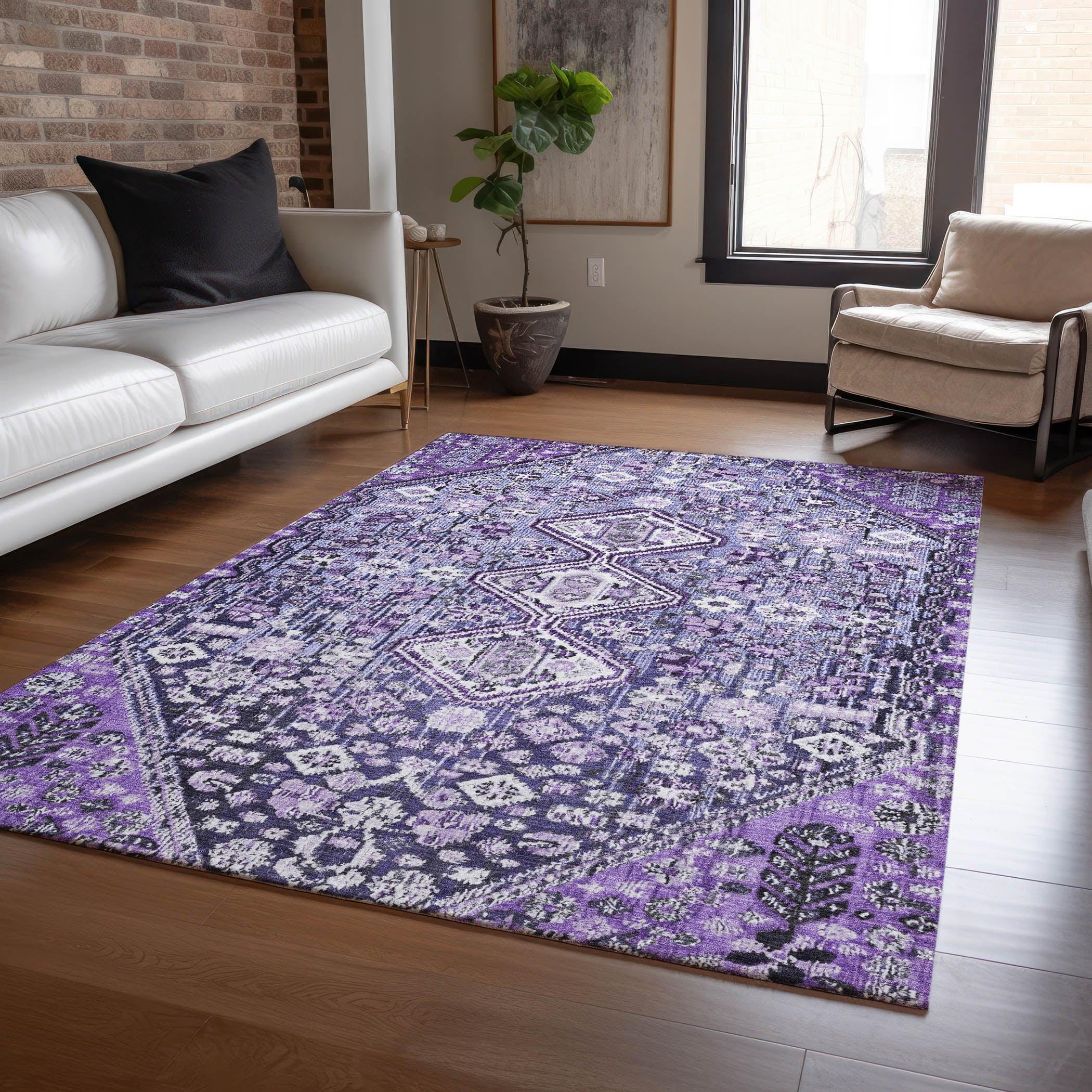 Addison Rugs Saelain Purple Washable Indoor-Outdoor Rug