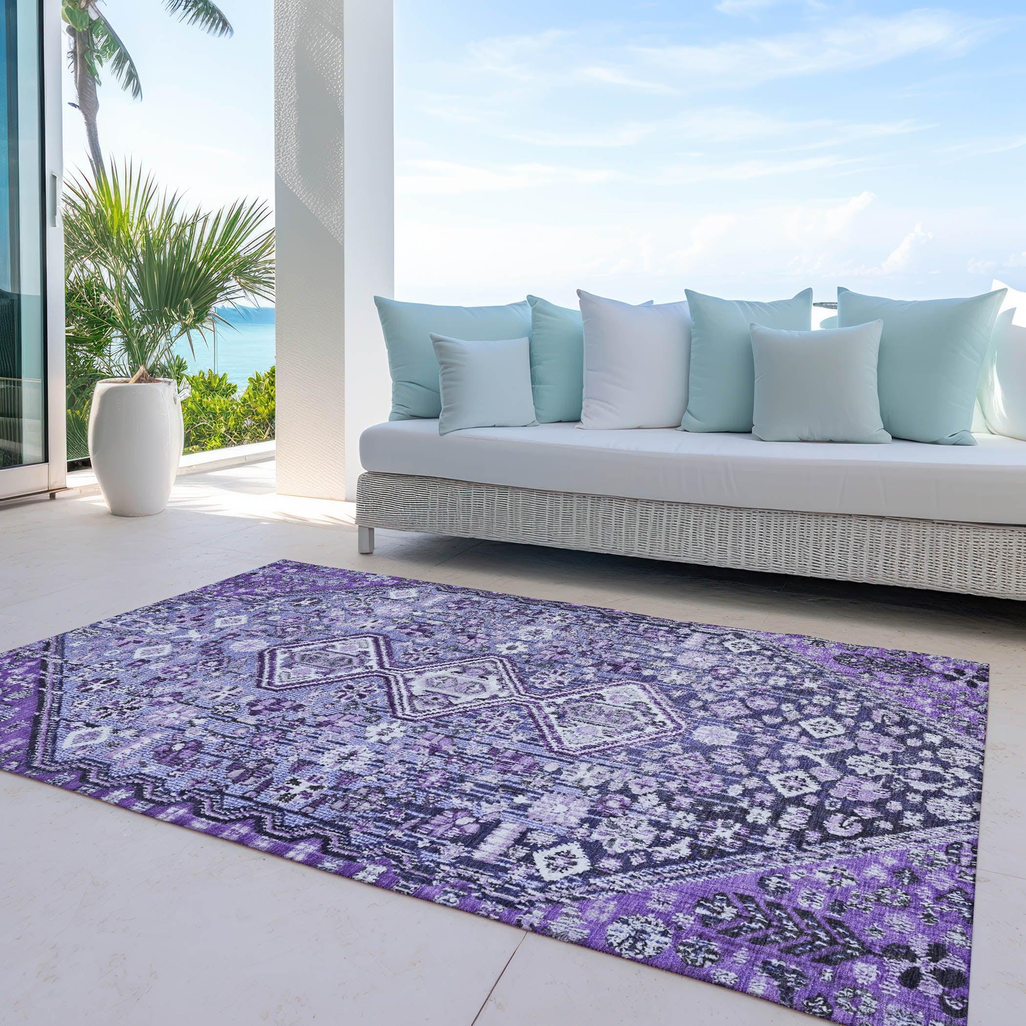 Addison Rugs Saelain Purple Washable Indoor-Outdoor Rug