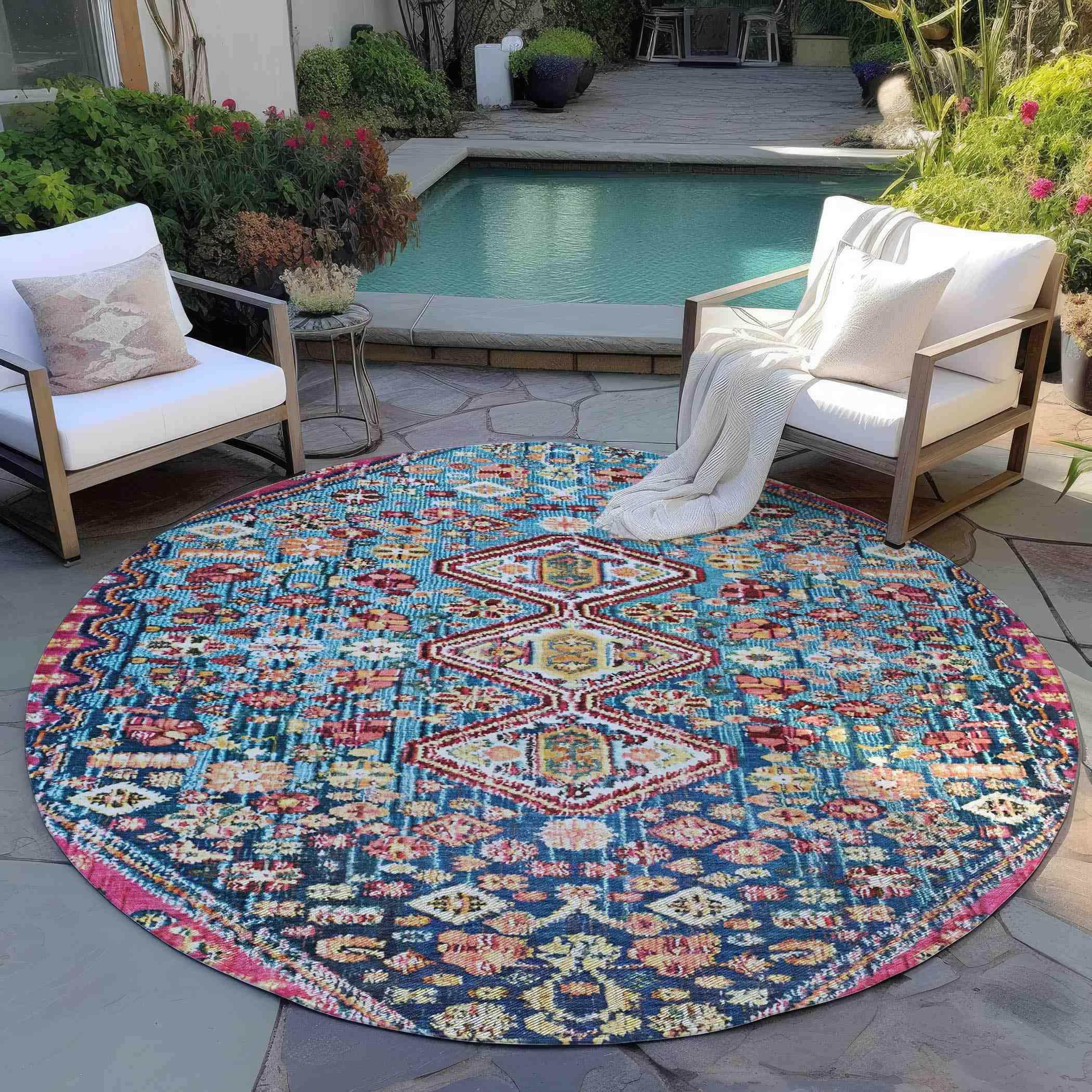 Addison Rugs Saelain Teal Washable Indoor-Outdoor Rug