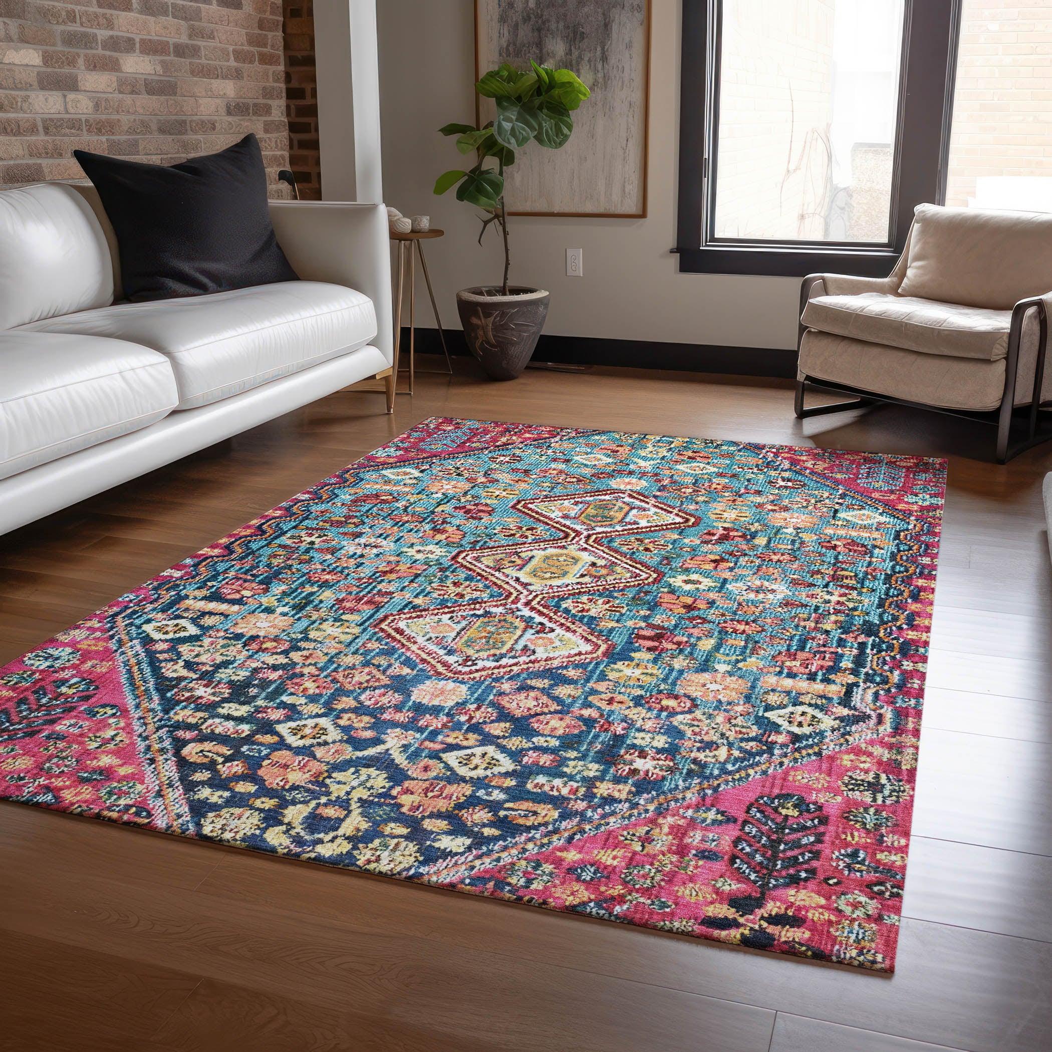 Addison Rugs Saelain Teal Washable Indoor-Outdoor Rug