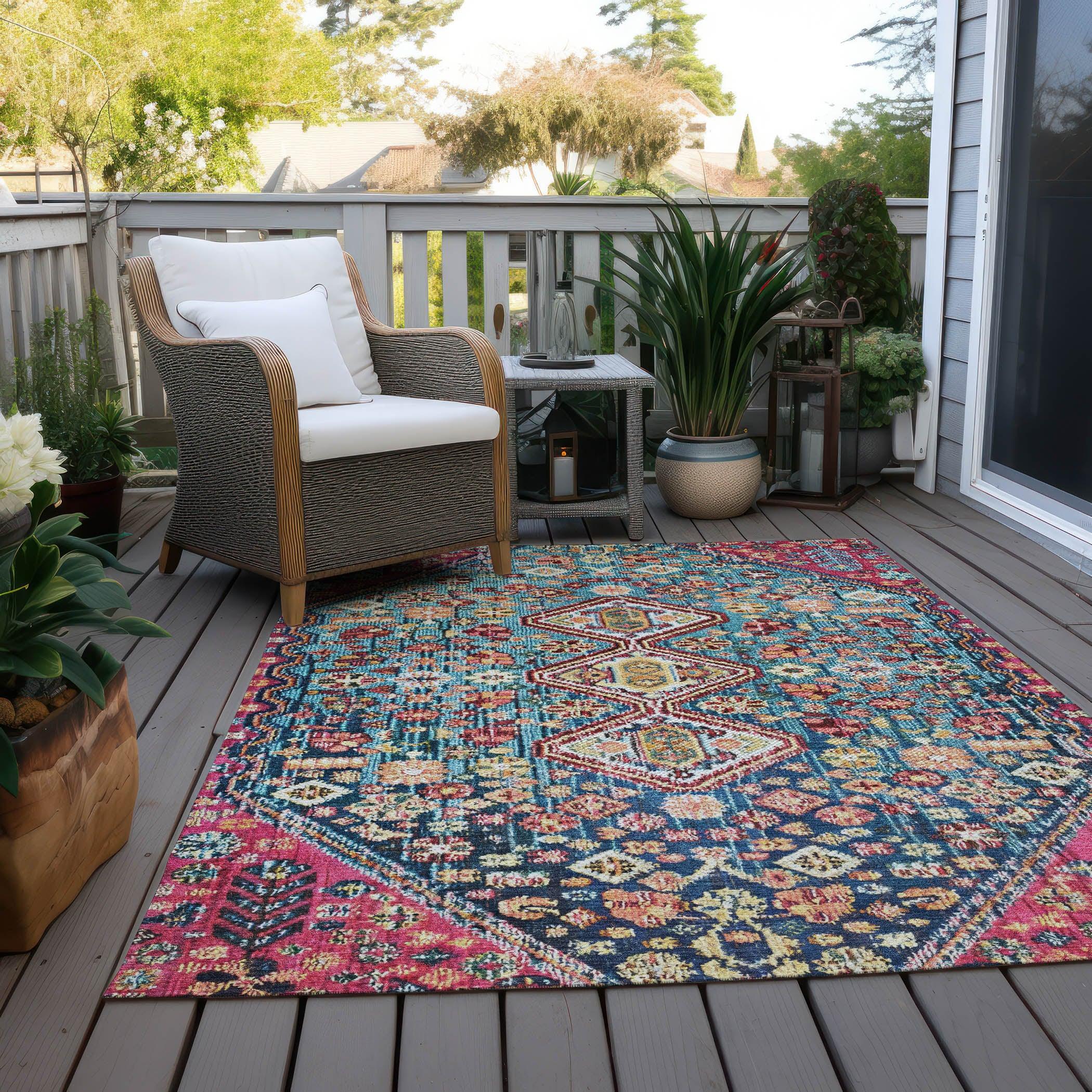 Addison Rugs Saelain Teal Washable Indoor-Outdoor Rug
