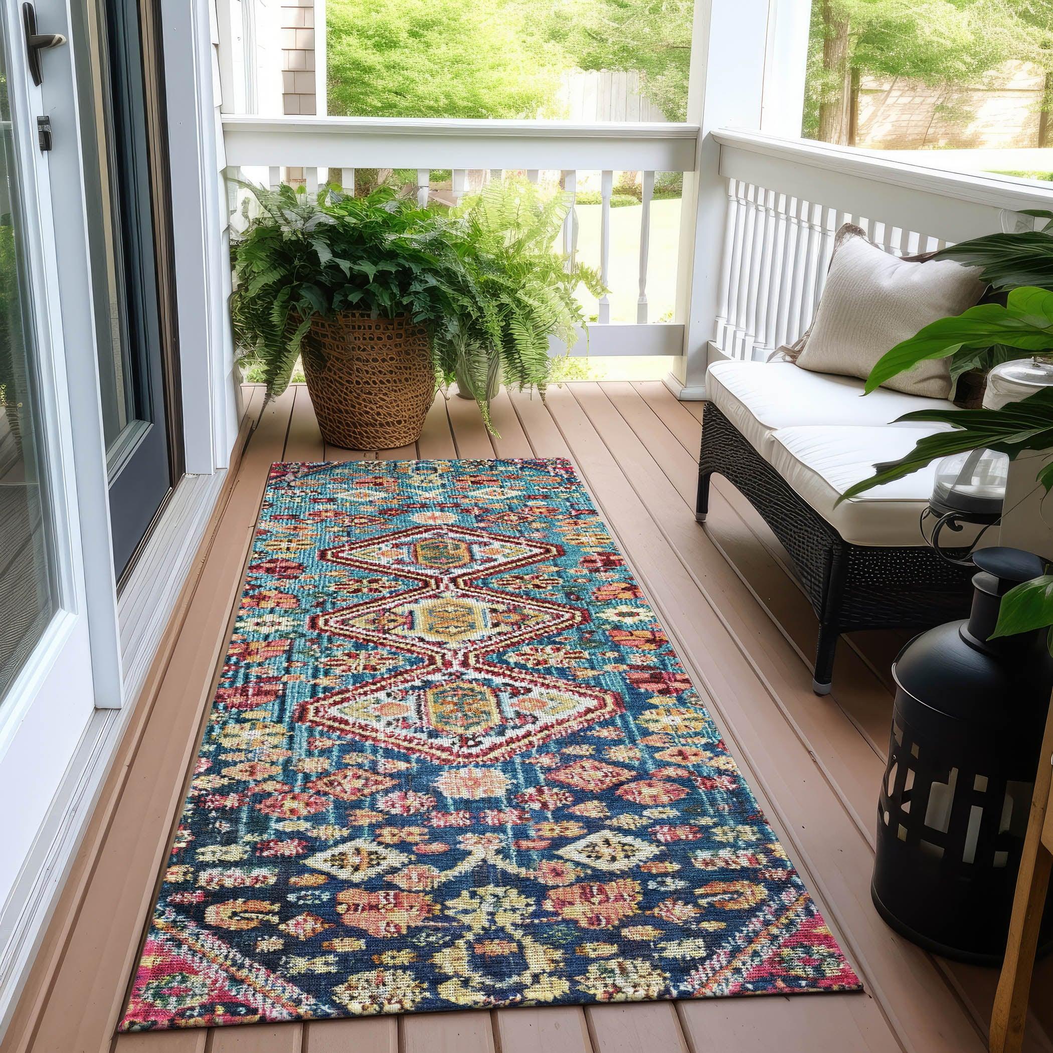 Addison Rugs Saelain Teal Washable Indoor-Outdoor Rug