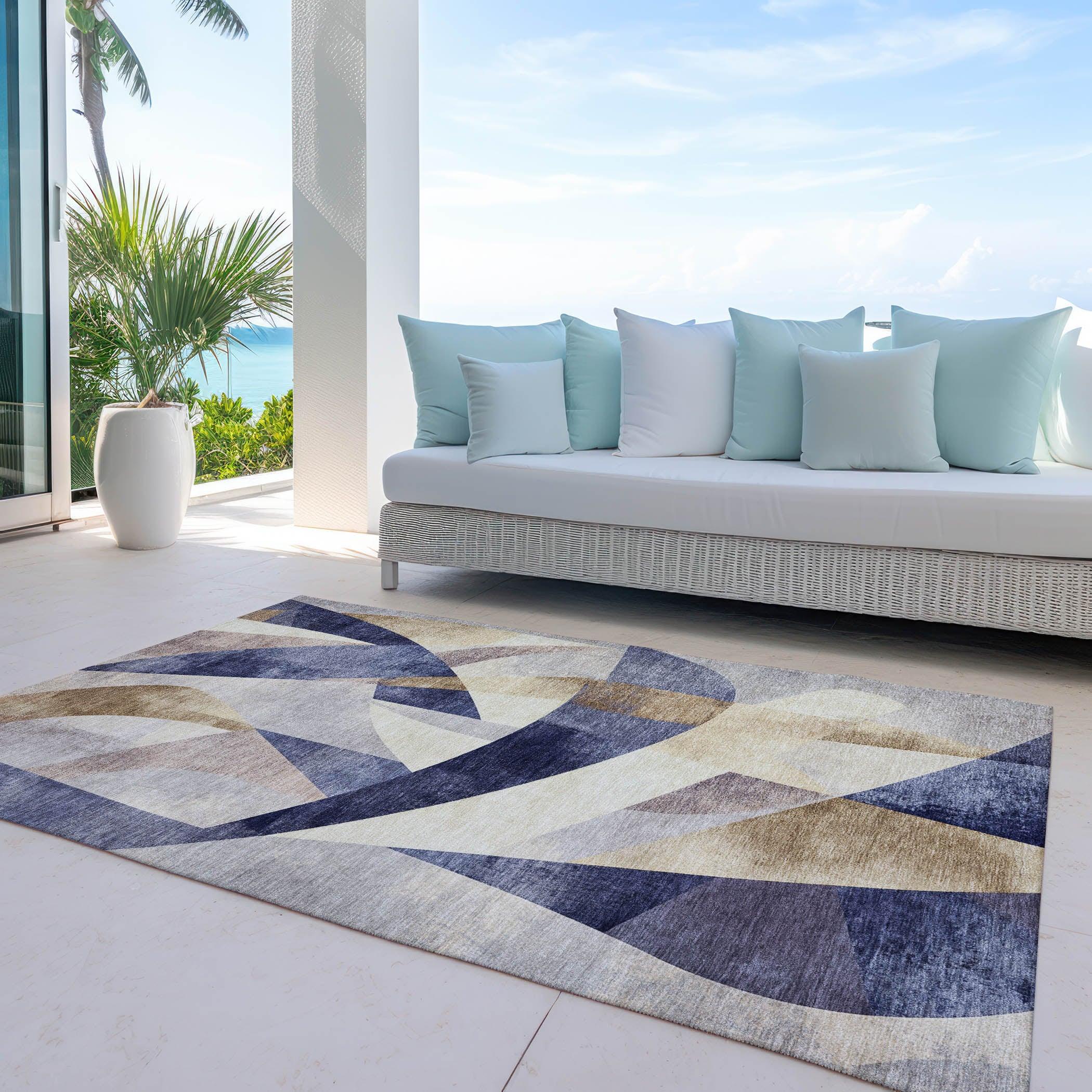 Addison Rugs Saelara Blue Washable Indoor-Outdoor Rug
