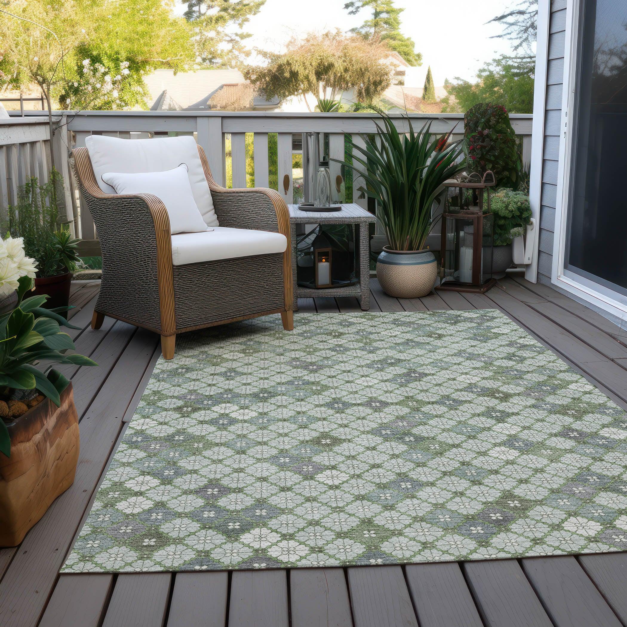 Addison Rugs Saelaris Green Washable Indoor-Outdoor Rug