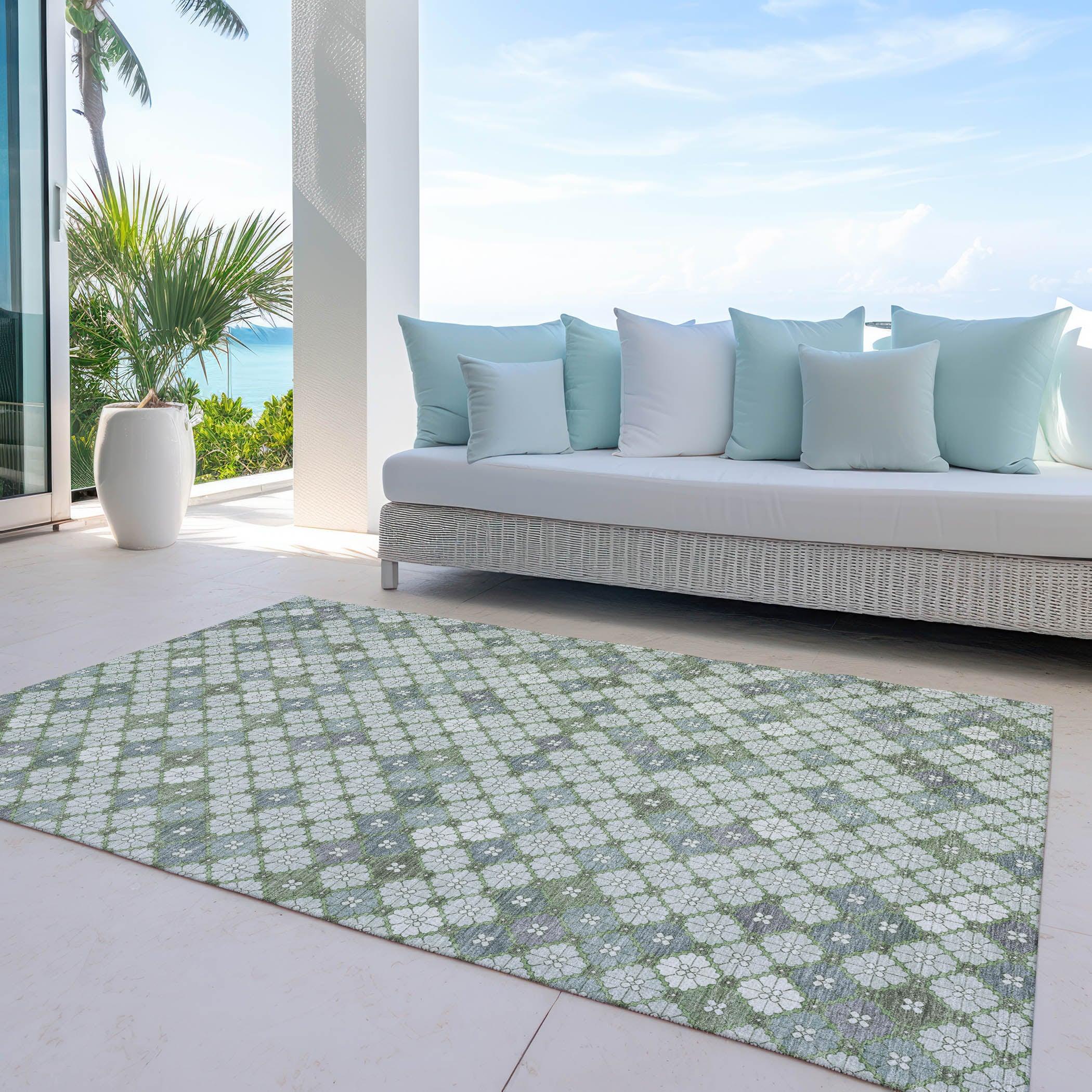 Addison Rugs Saelaris Green Washable Indoor-Outdoor Rug