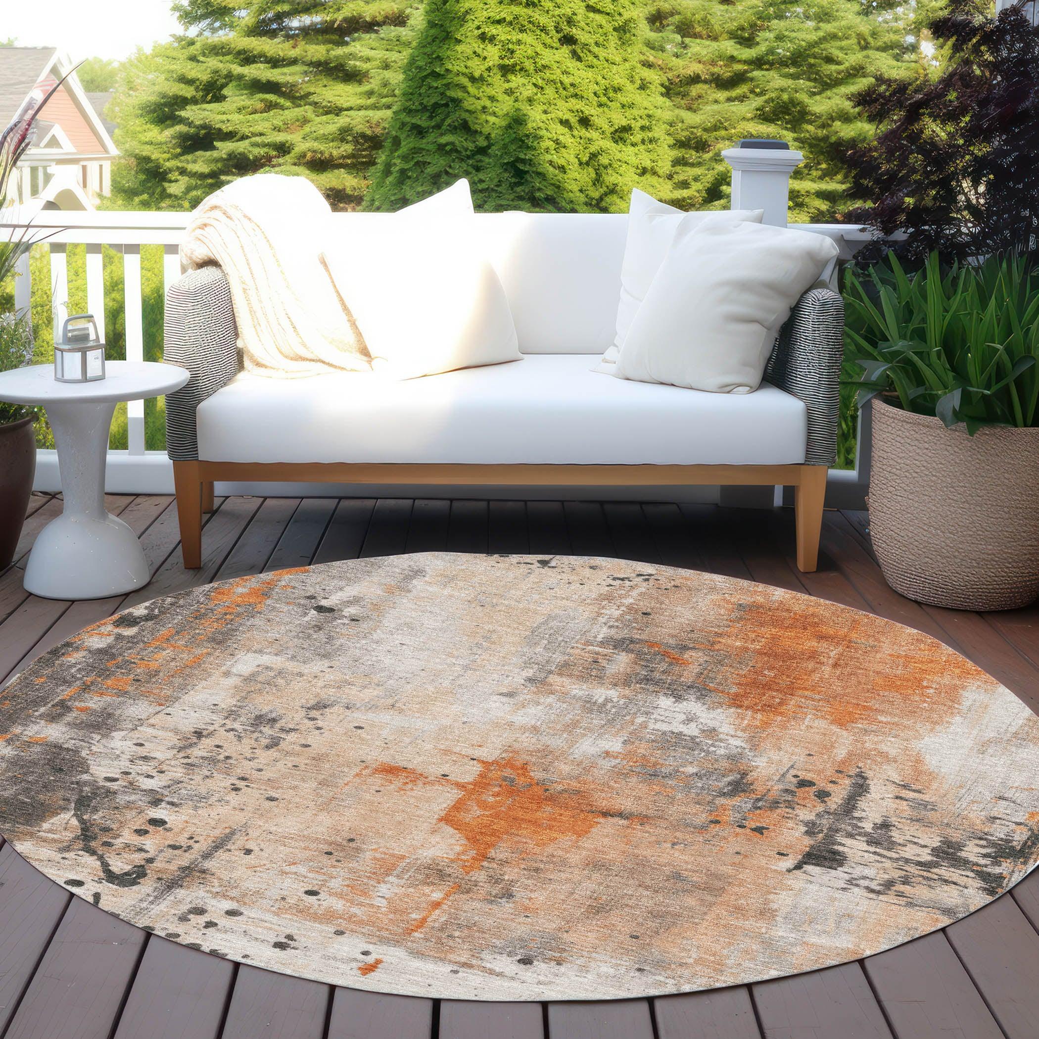 Addison Rugs Saelion Orange Washable Indoor-Outdoor Rug
