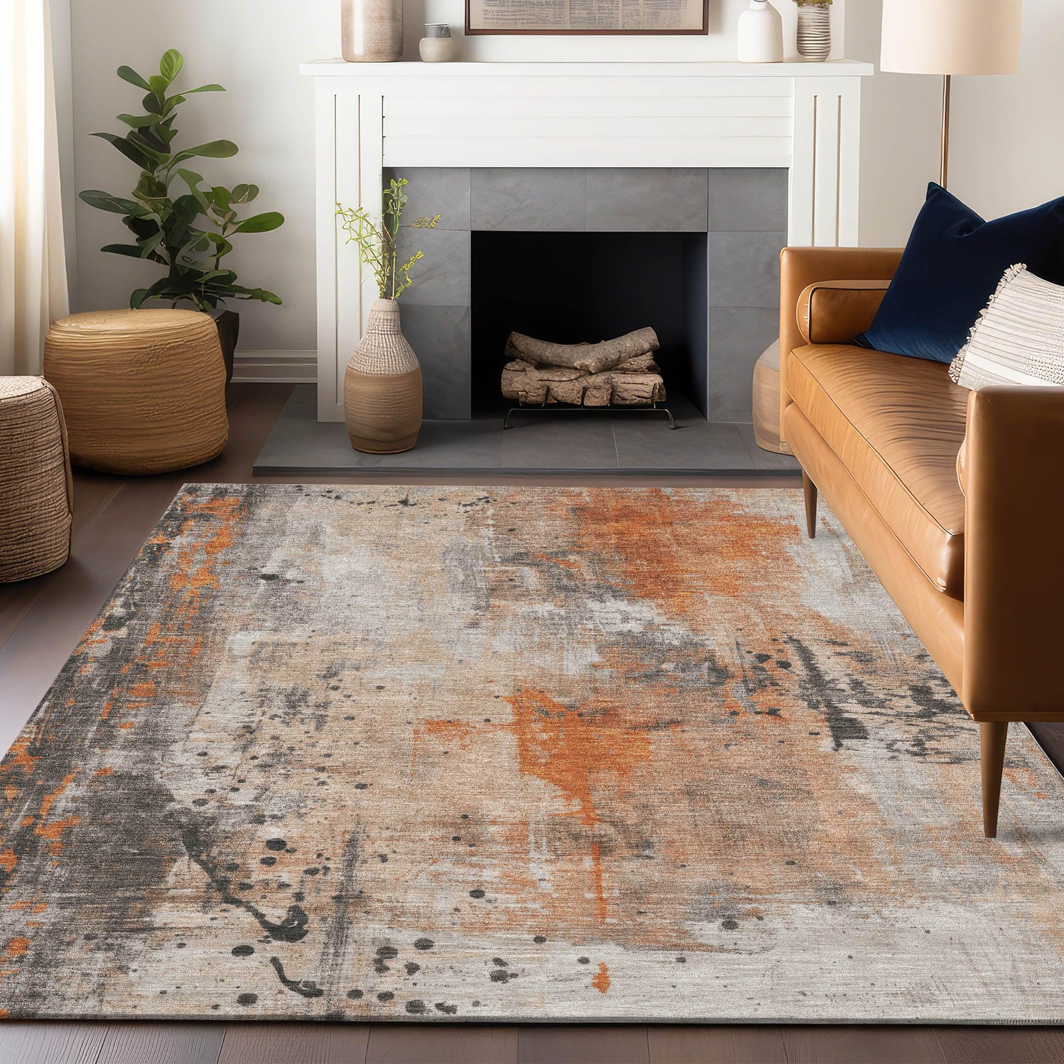 Addison Rugs Saelion Orange Washable Indoor-Outdoor Rug