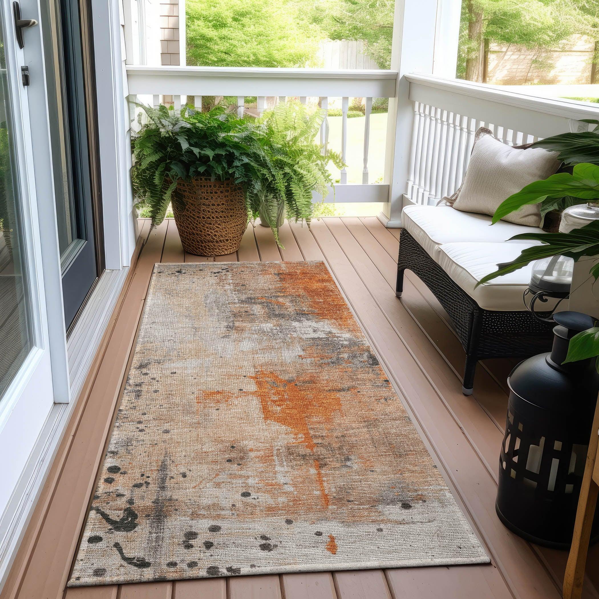 Addison Rugs Saelion Orange Washable Indoor-Outdoor Rug