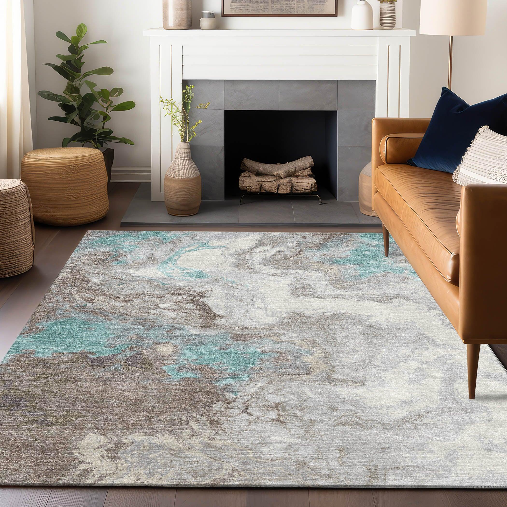 Addison Rugs Saelira Teal Washable Indoor-Outdoor Rug
