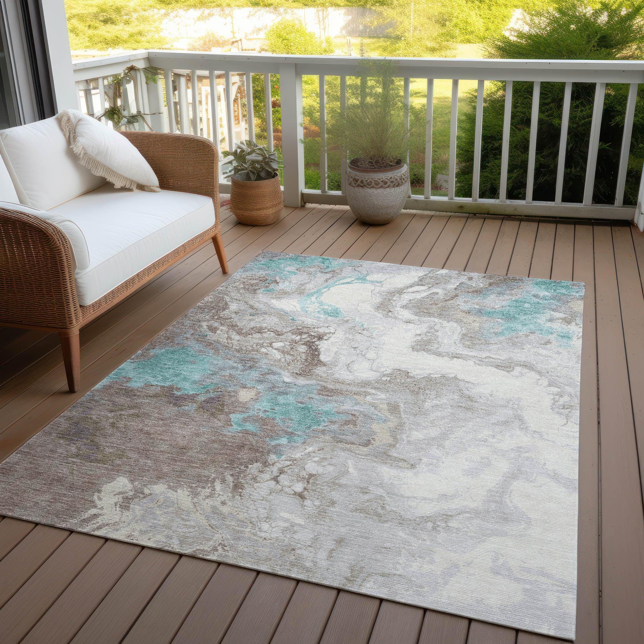 Addison Rugs Saelira Teal Washable Indoor-Outdoor Rug