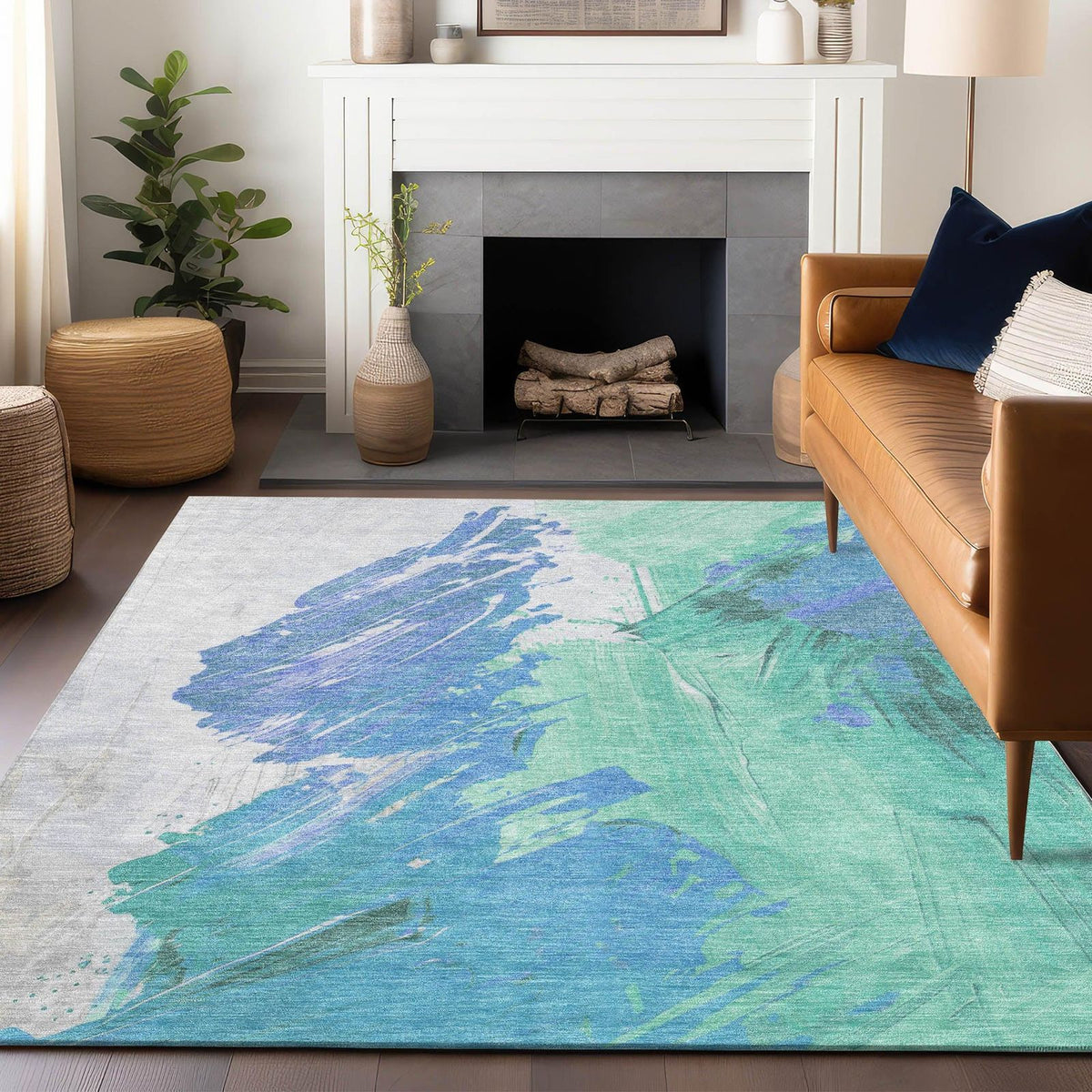 Addison Rugs Saelon Blue Washable Indoor-Outdoor Rug