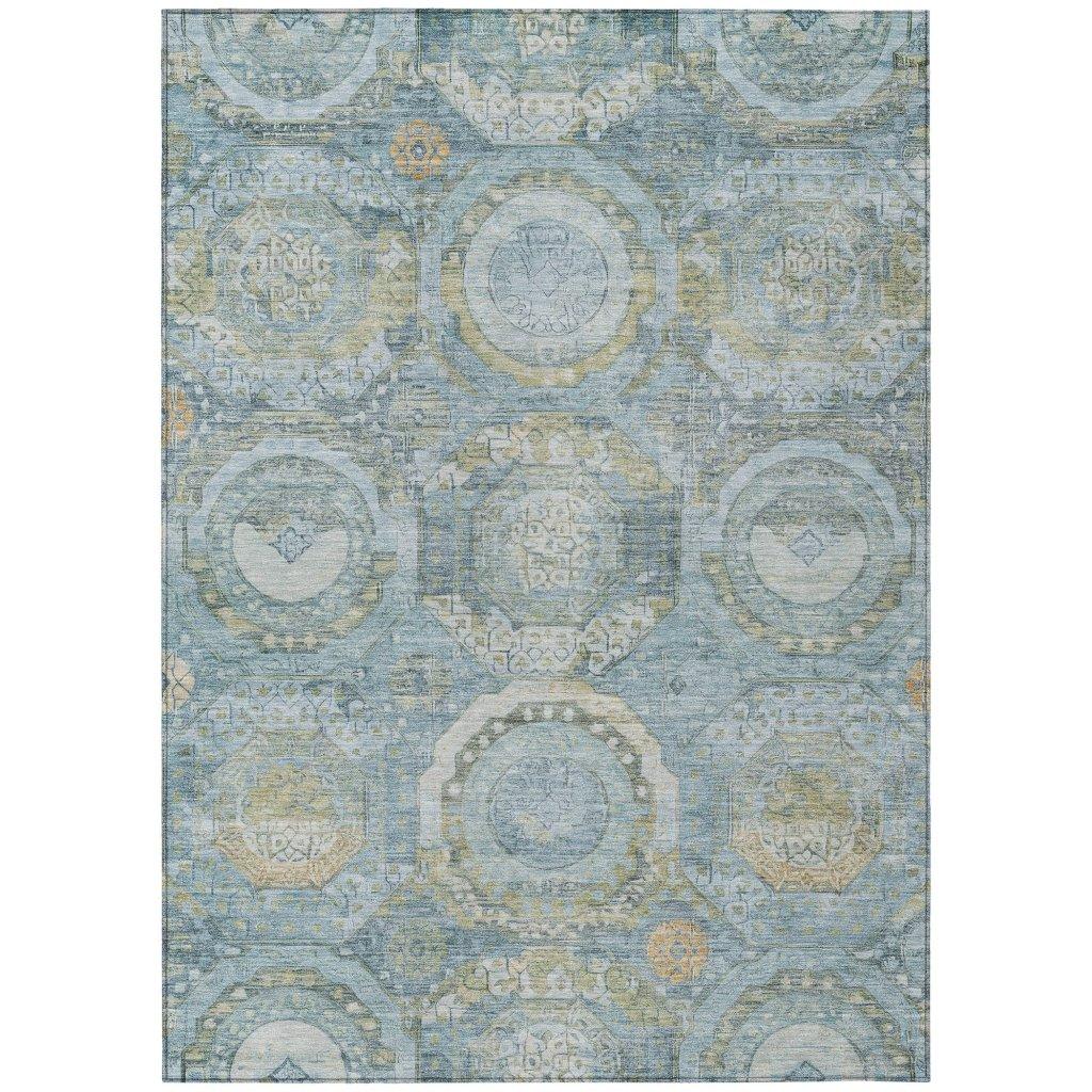 LOOMLAN Rugs Savarna Blue Washable Indoor-Outdoor Rug