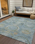 LOOMLAN Rugs Savarna Blue Washable Indoor-Outdoor Rug