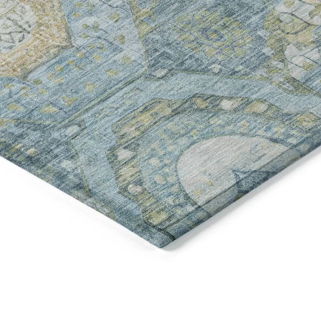 LOOMLAN Rugs Savarna Blue Washable Indoor-Outdoor Rug