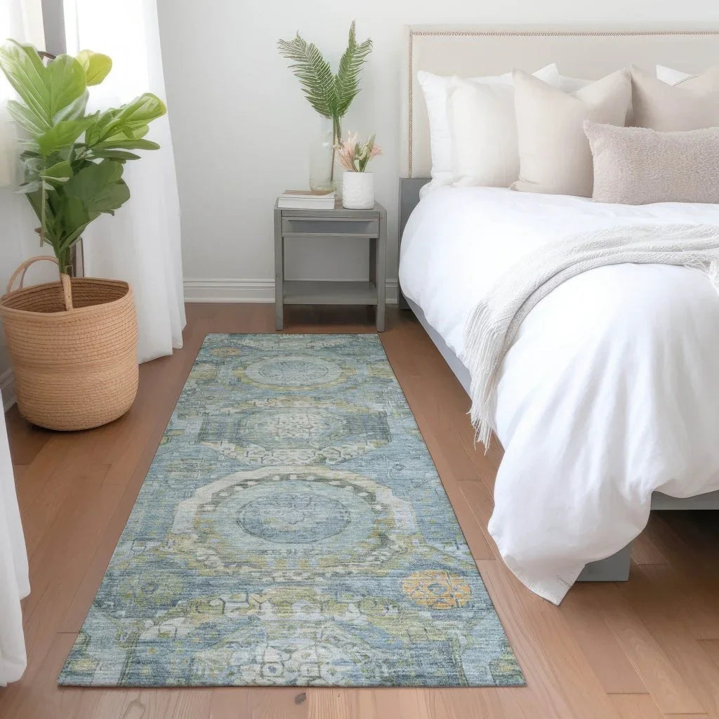 LOOMLAN Rugs Savarna Blue Washable Indoor-Outdoor Rug