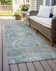 LOOMLAN Rugs Savarna Blue Washable Indoor-Outdoor Rug